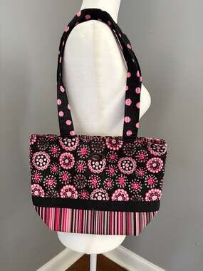 Donna Sharp Black & Pink Patterned Shoulder Tote Bag